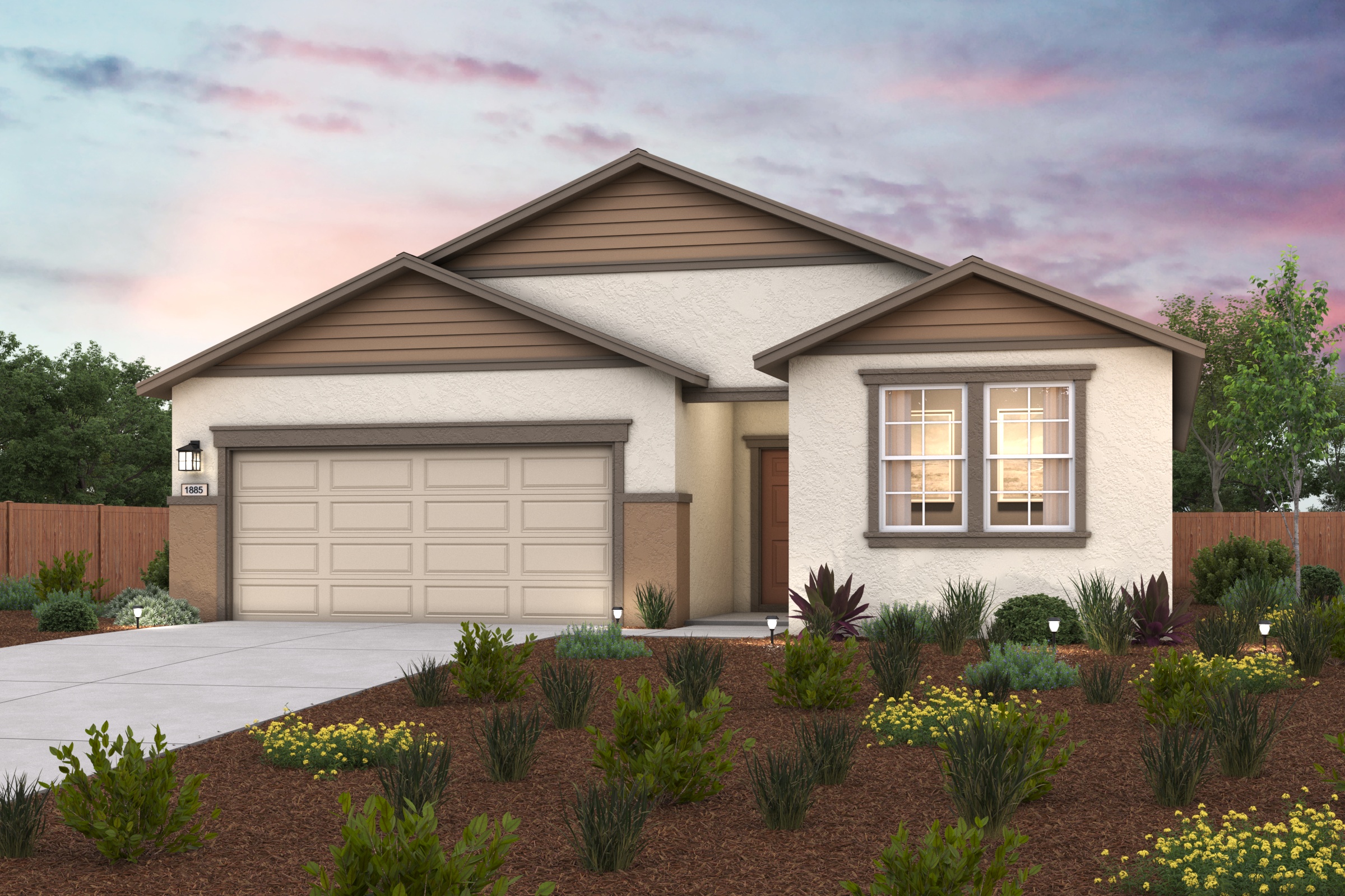 A house with a garage and a driveway.