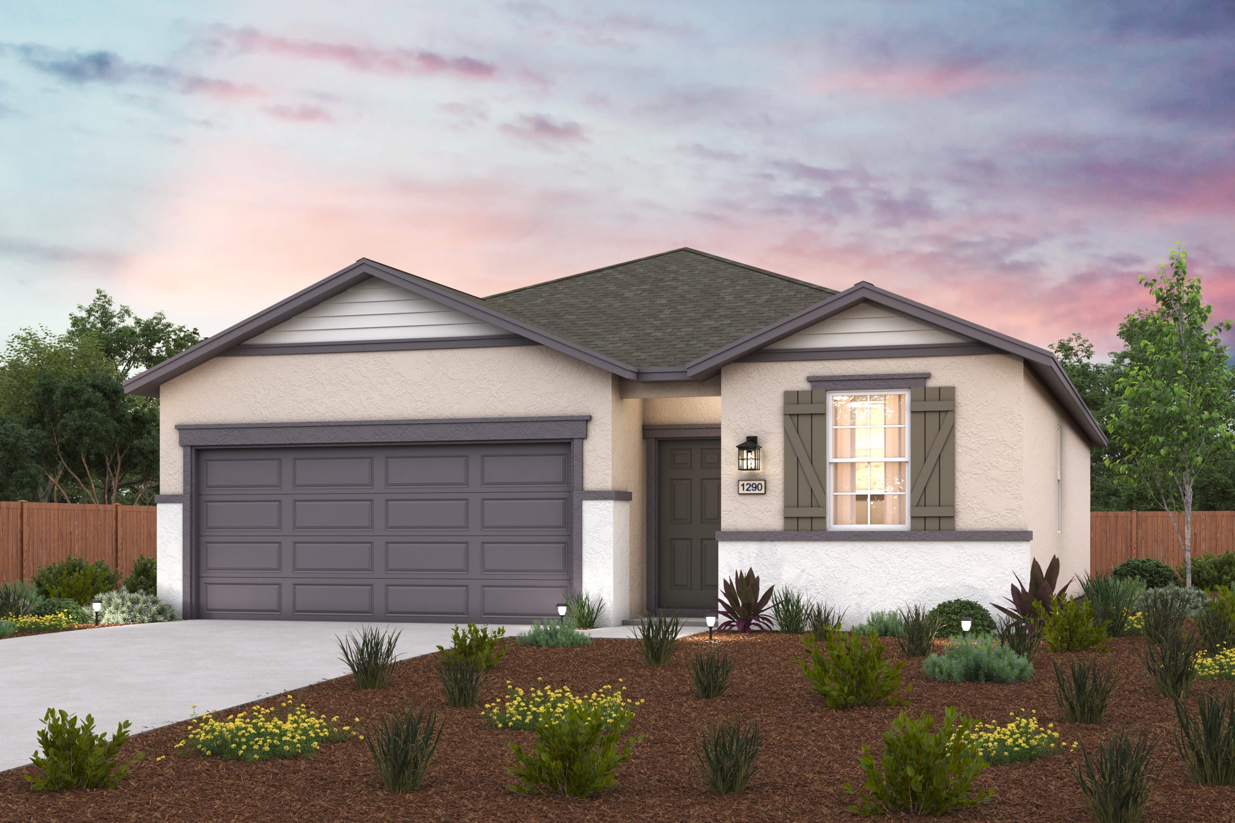 A house with a garage.