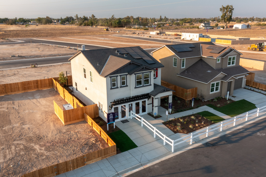 A high angle view of a house.