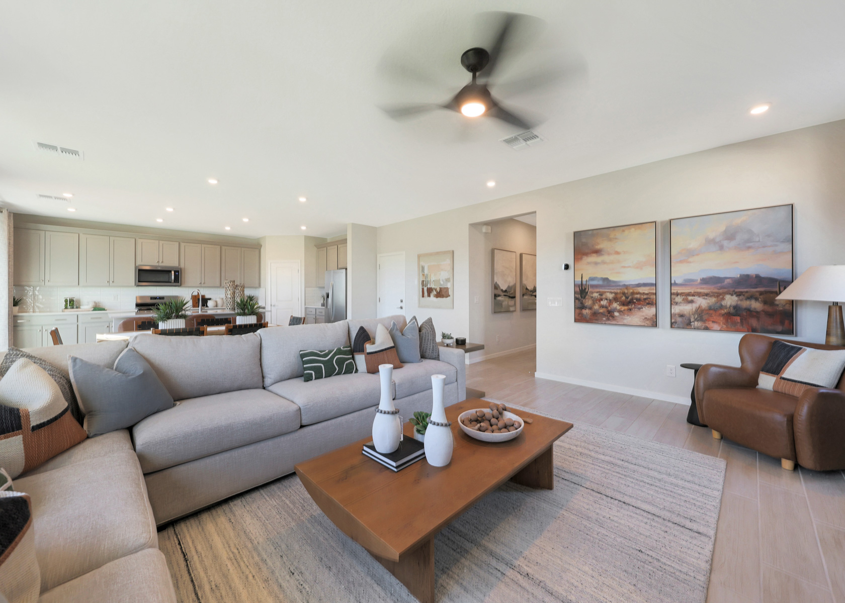 A living room with a couch and a coffee table.