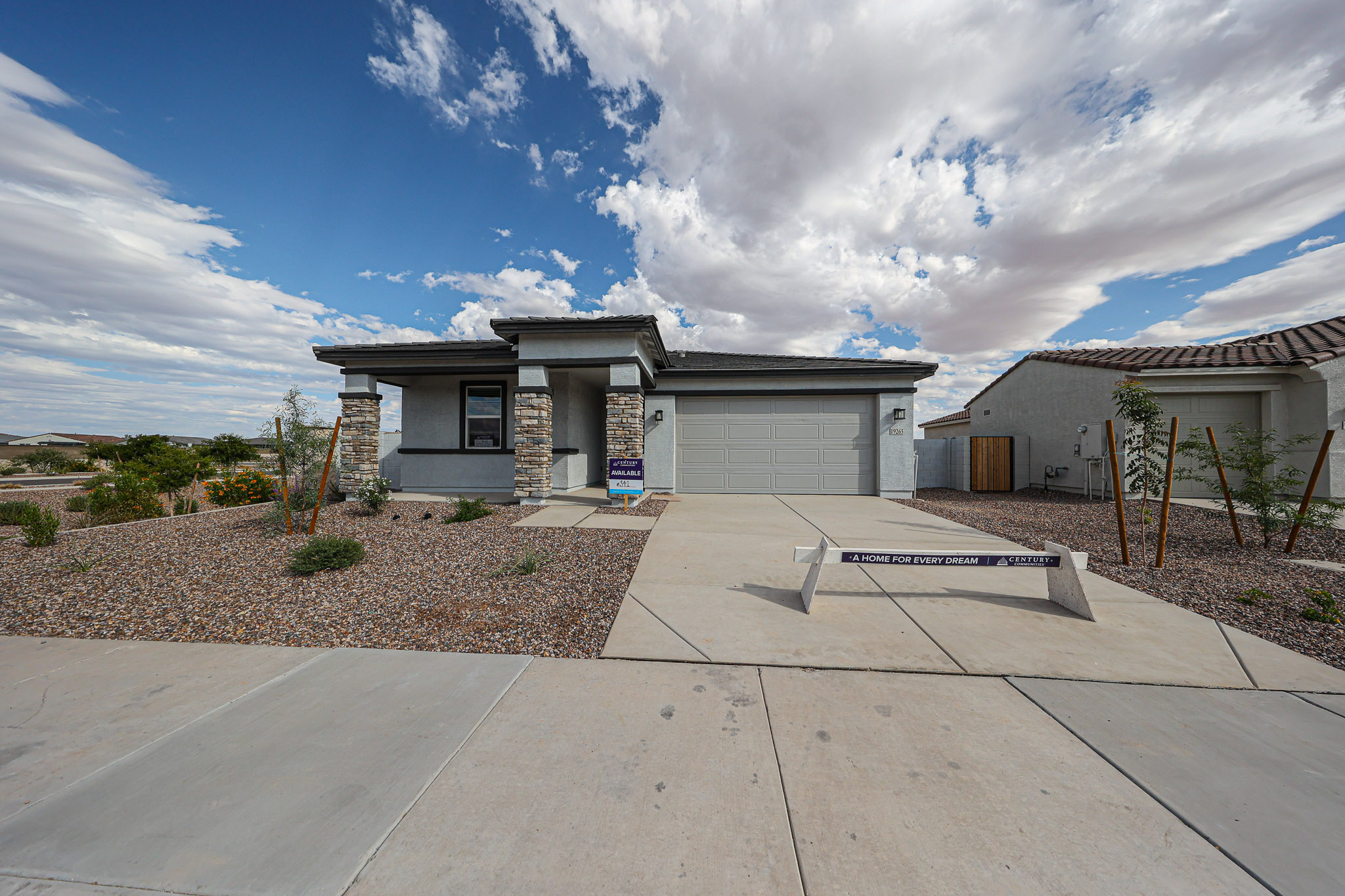 A house with a driveway.