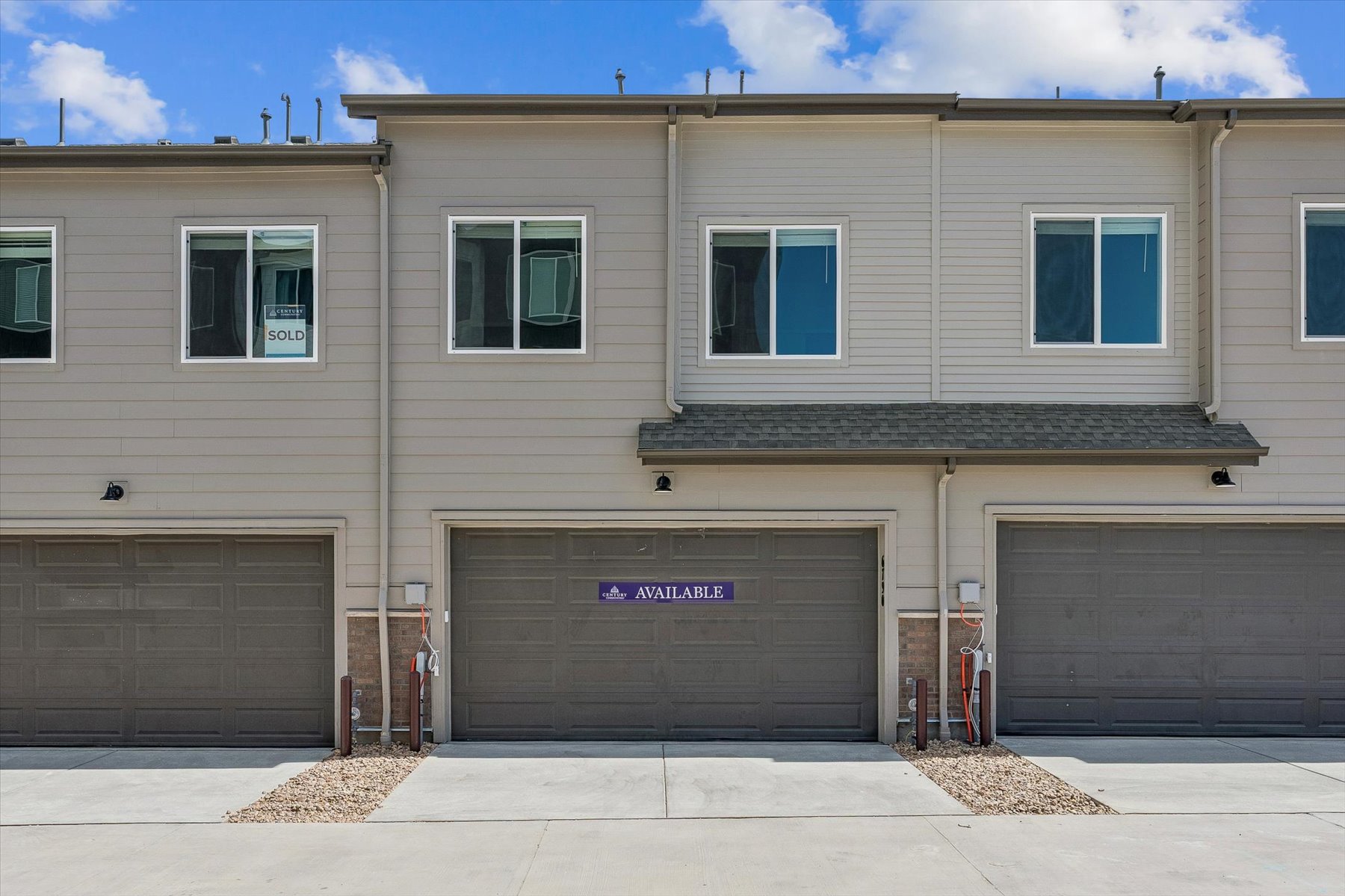 A building with a garage.
