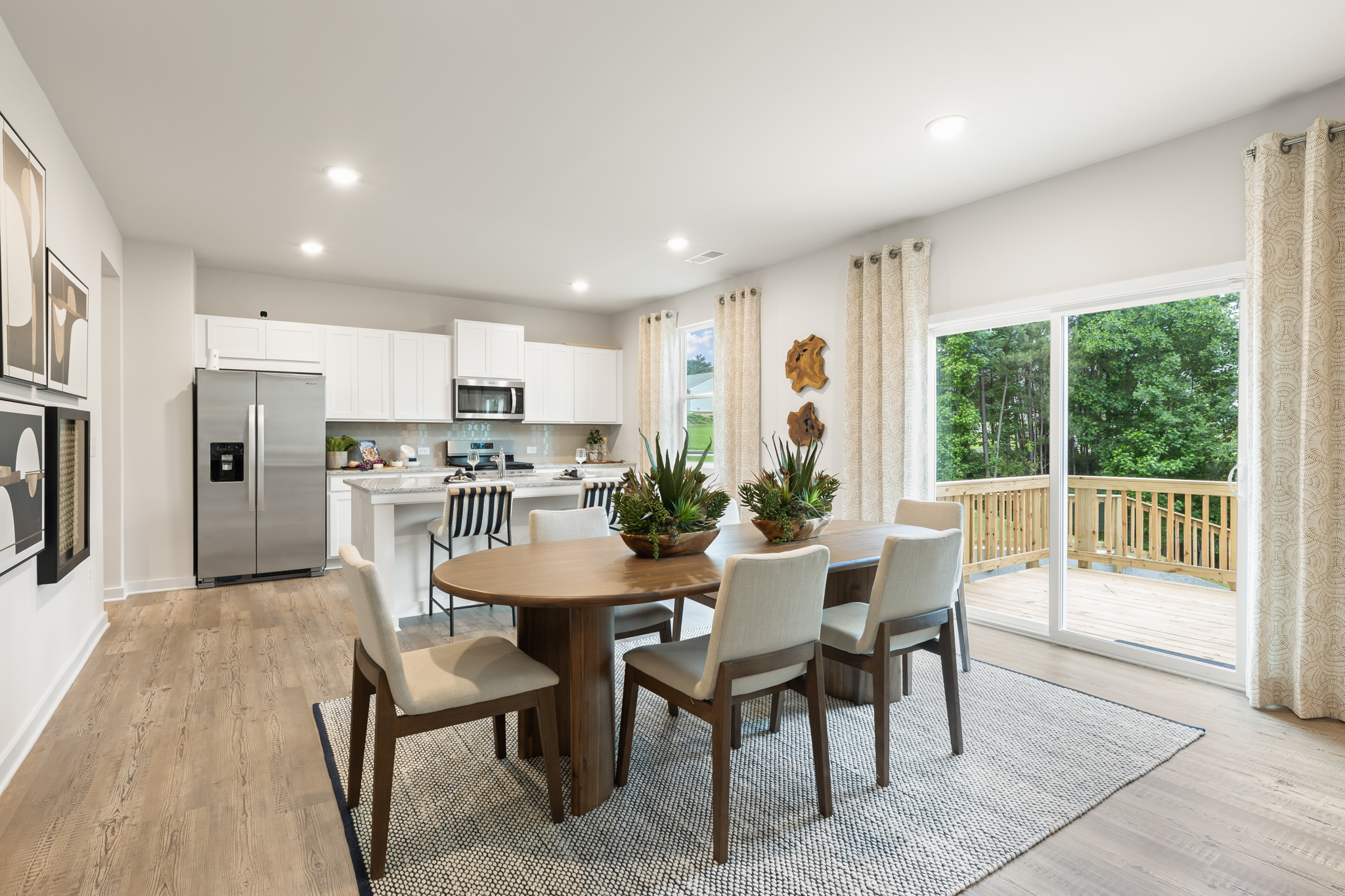 A kitchen and dining room.