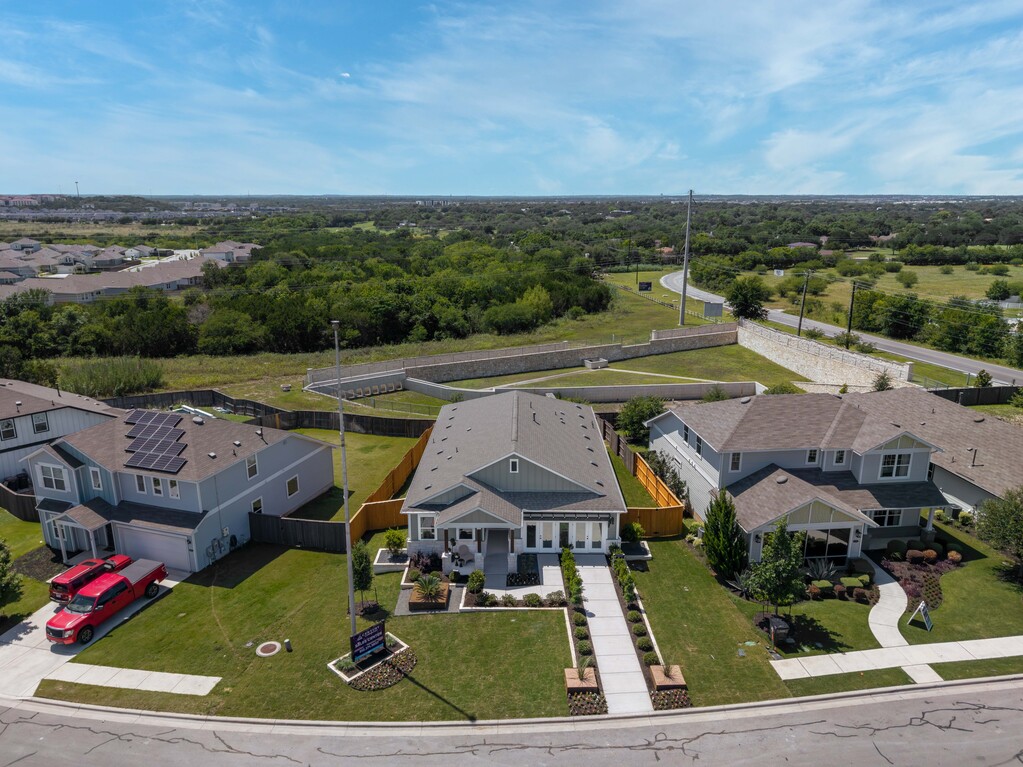 A neighborhood with a few houses.