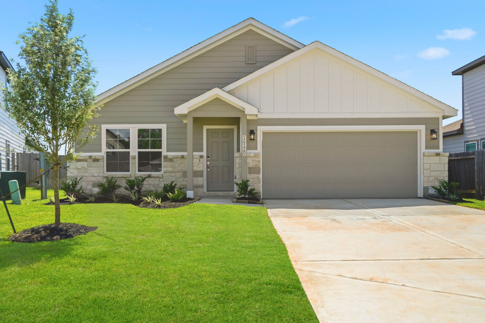 A house with a garage.
