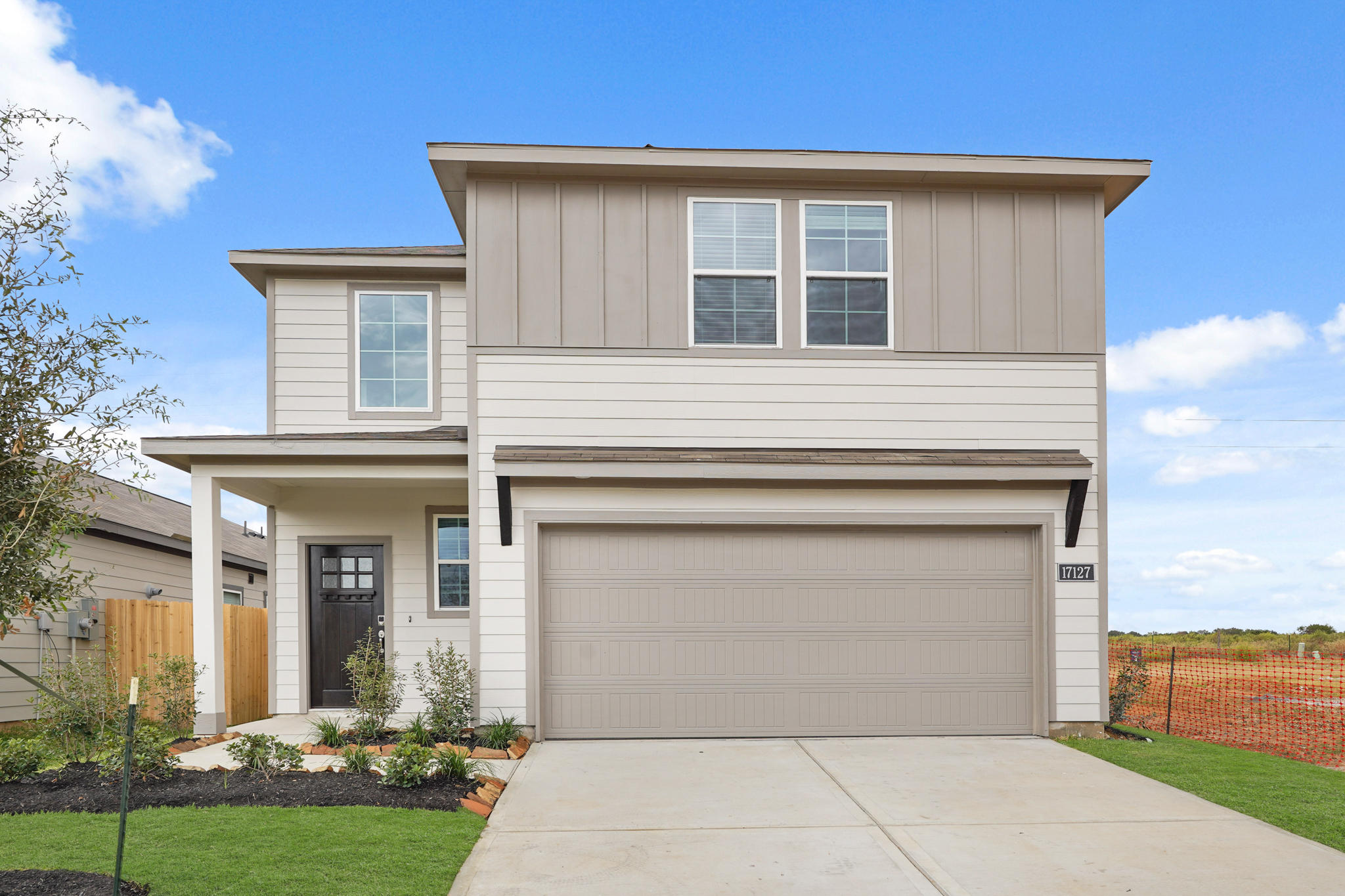 A house with a garage.