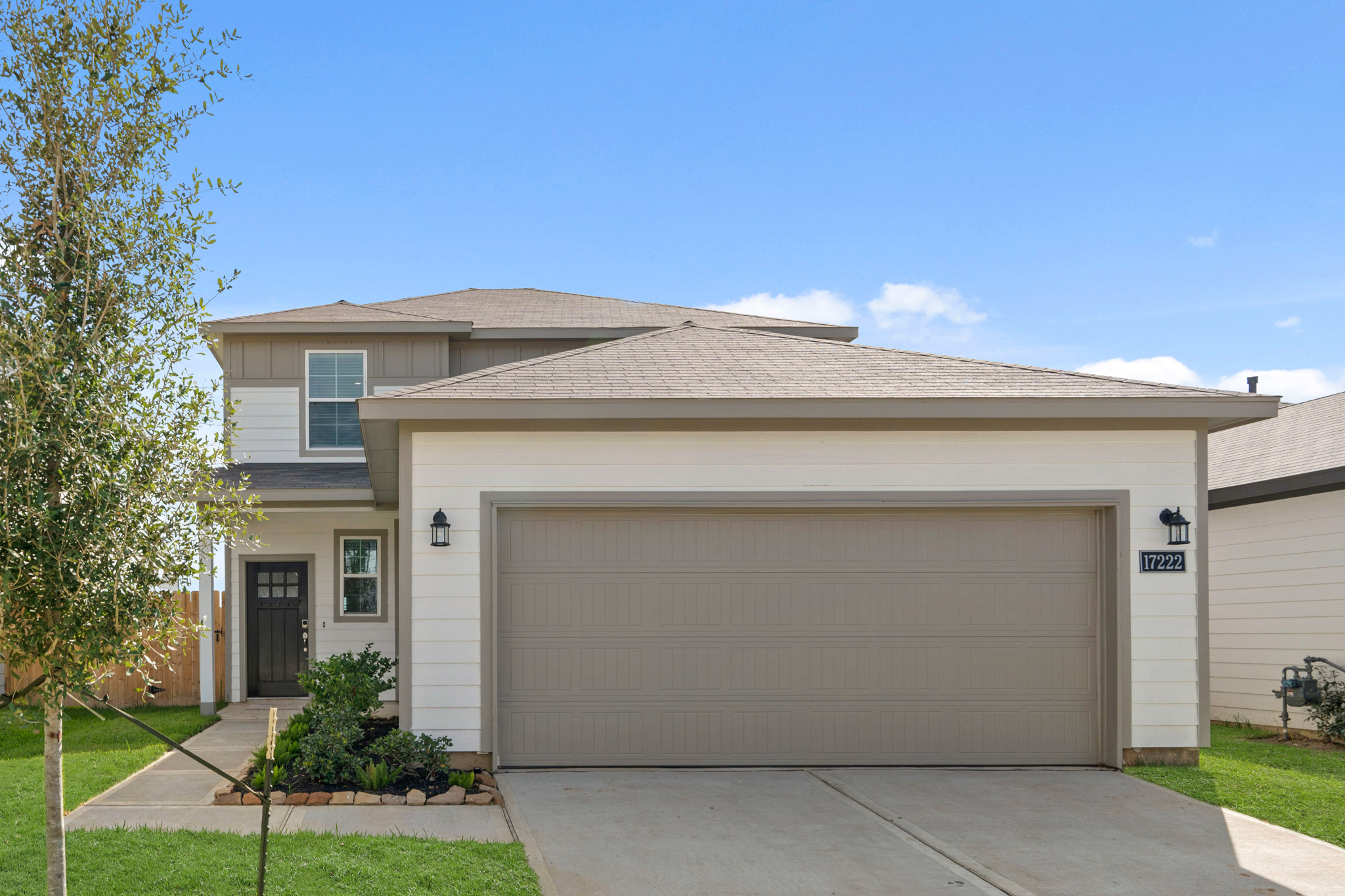 A house with a garage.