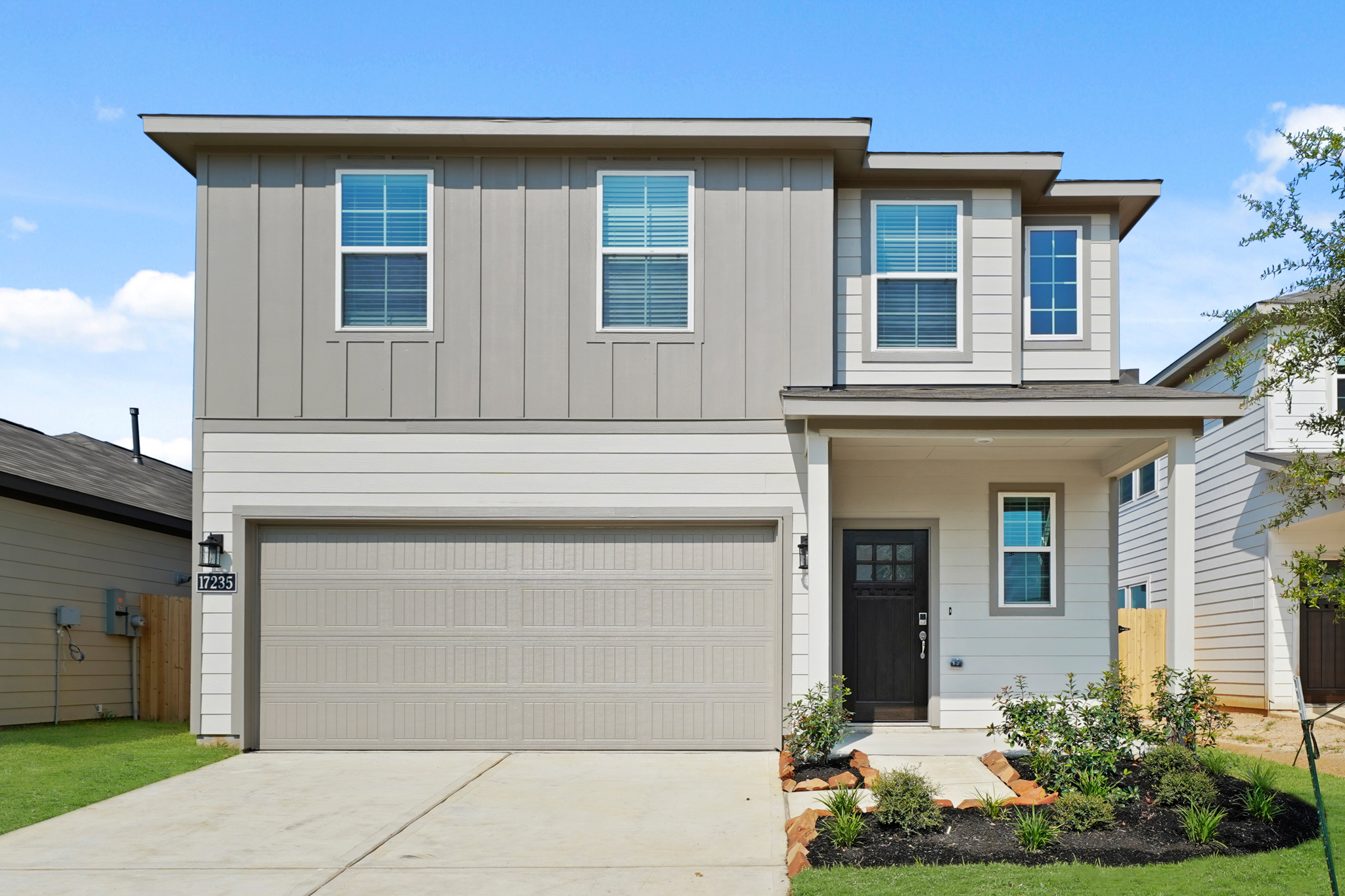 A house with a garage.