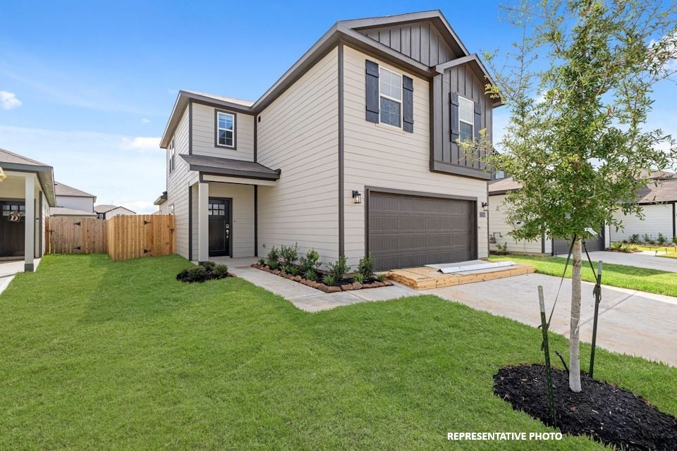 A house with a driveway.