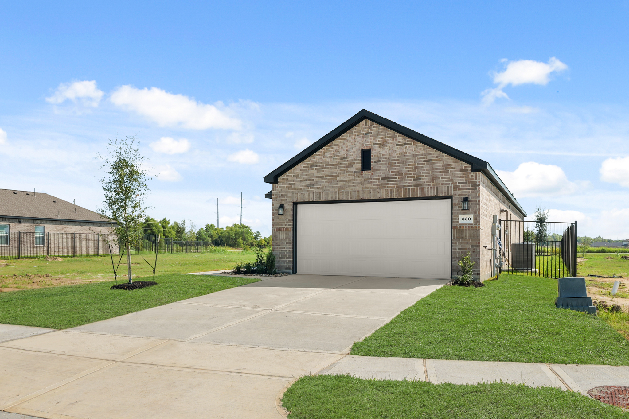A building with a garage.