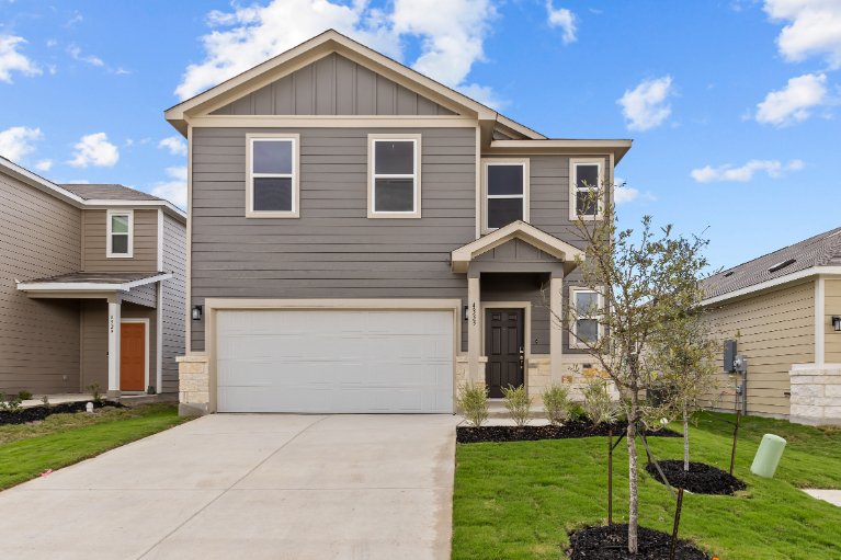 A house with a garage.