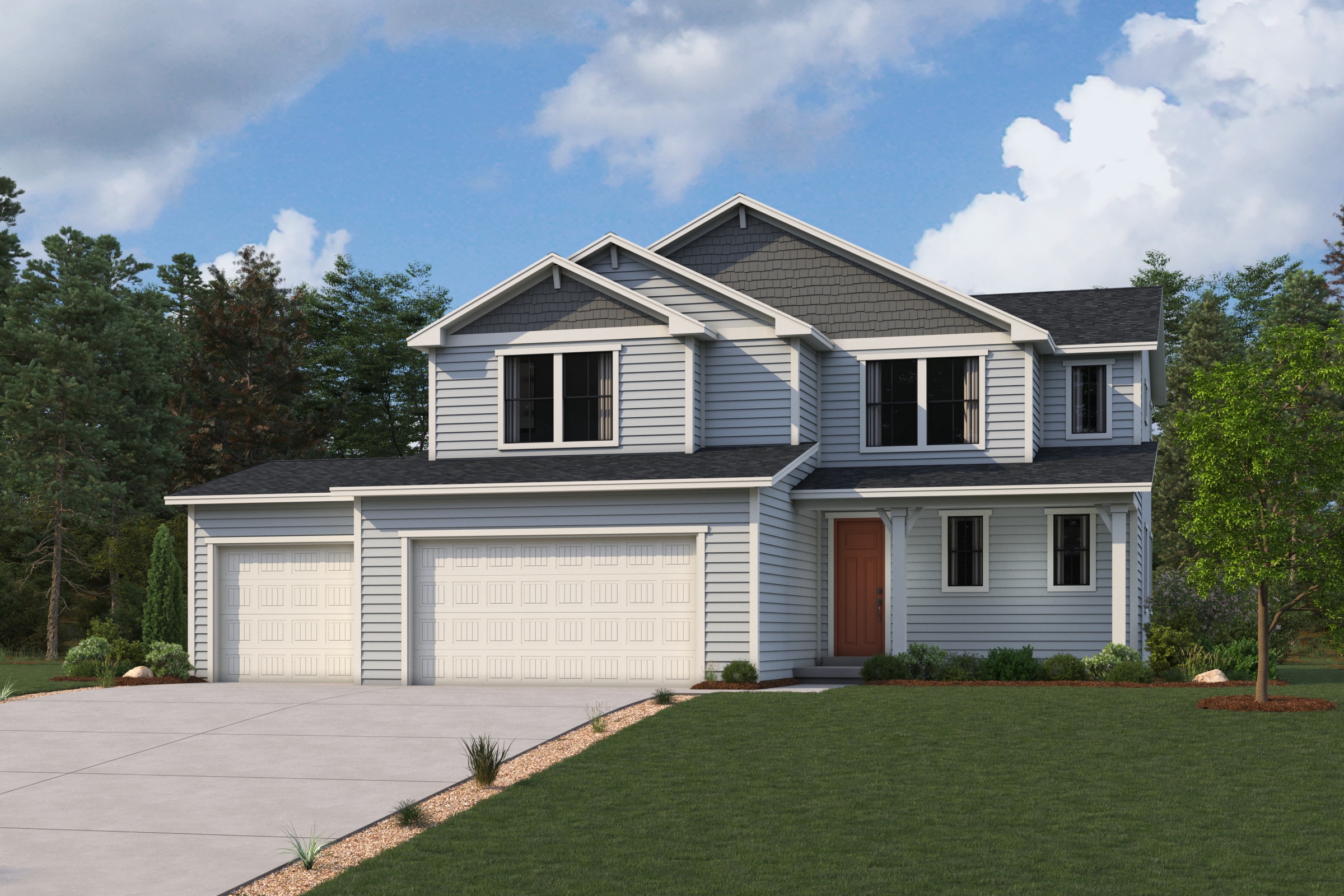 A house with a garage.