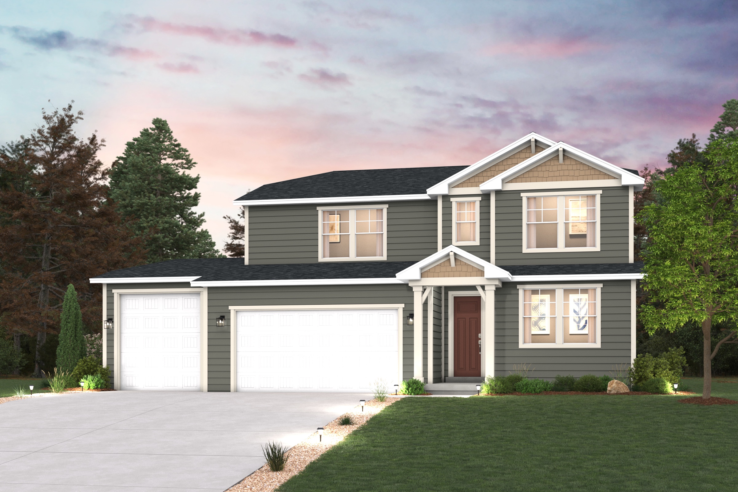 A house with a garage.