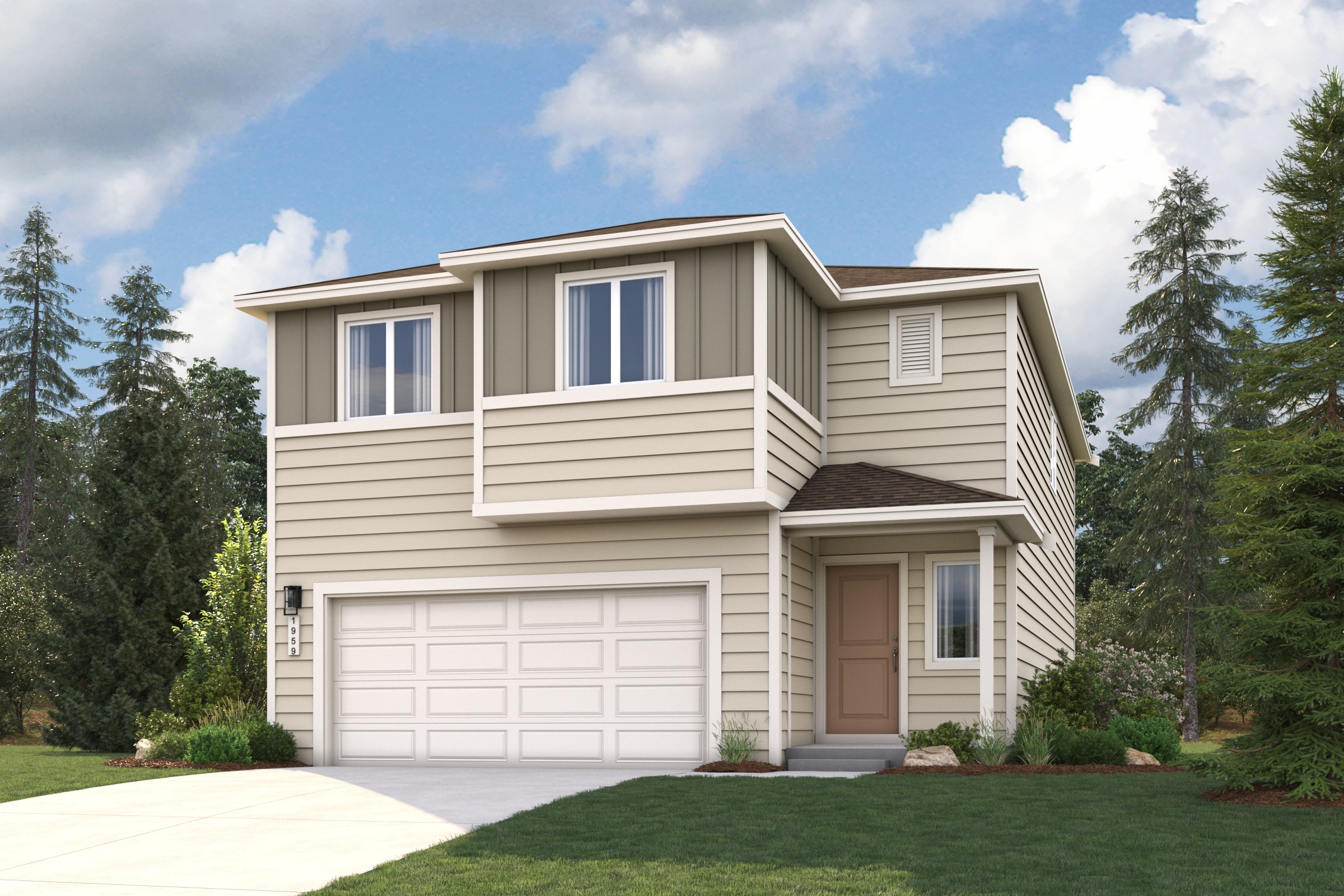 A house with a garage.