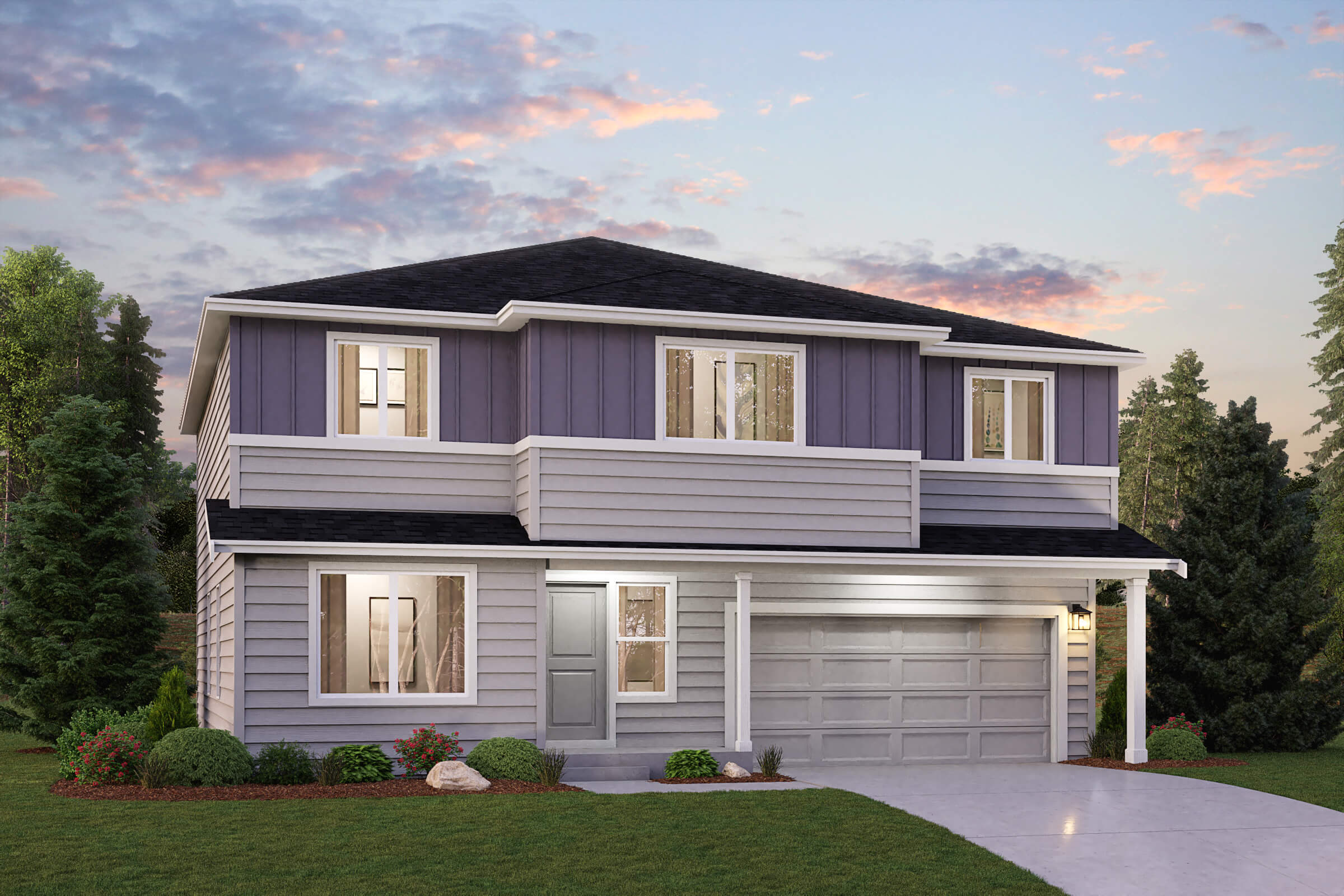 A house with a large front yard.