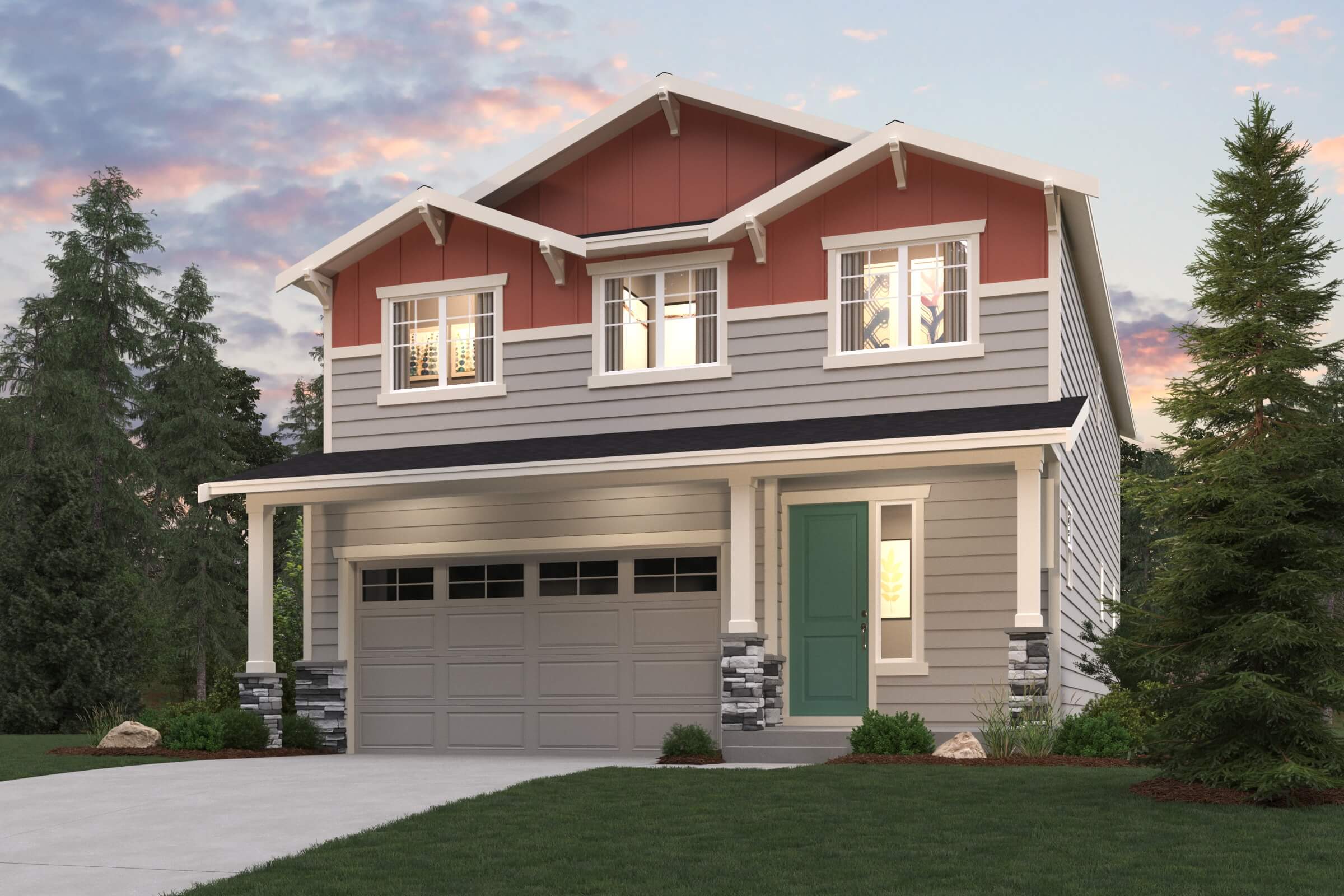 A house with a garage.