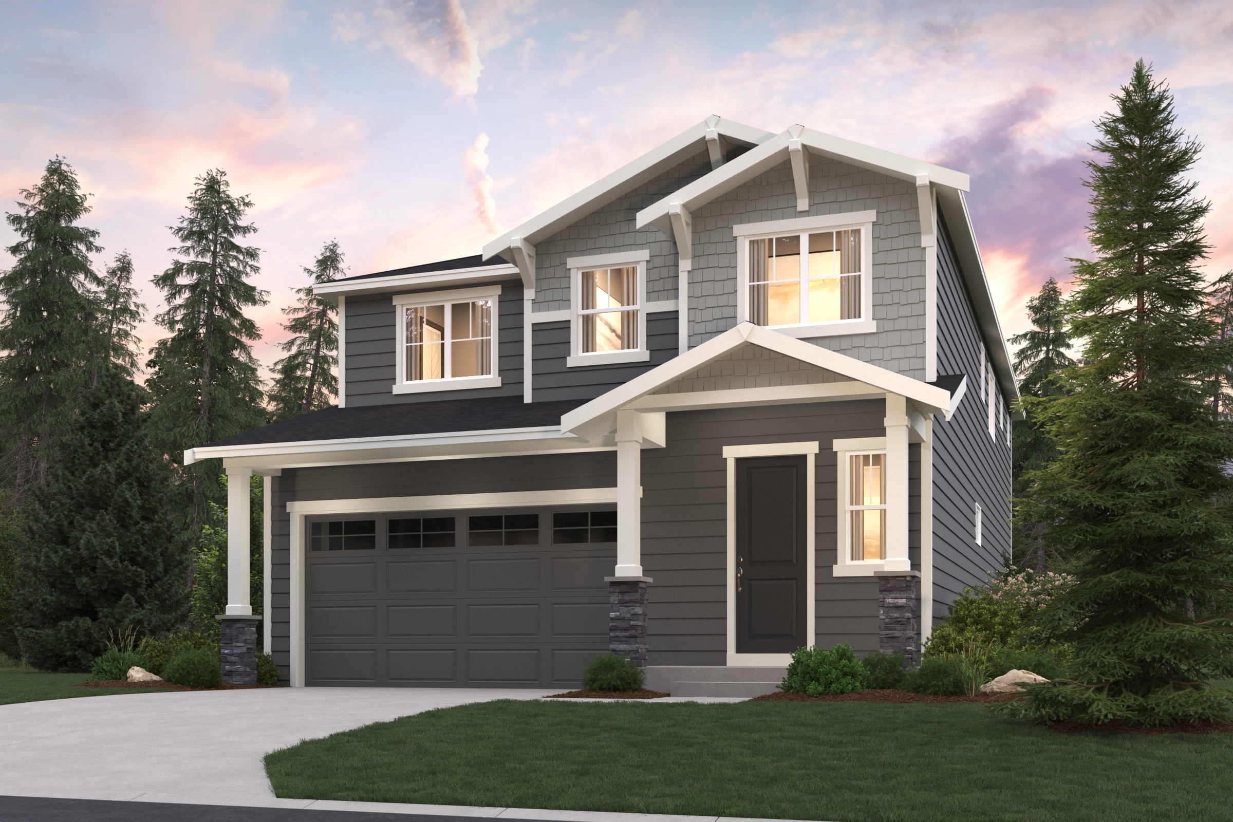 A house with a garage.