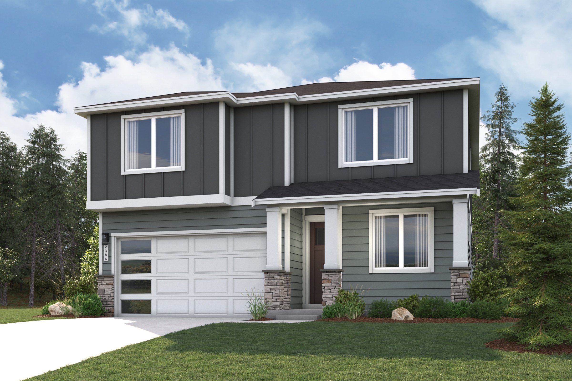 A house with a garage.