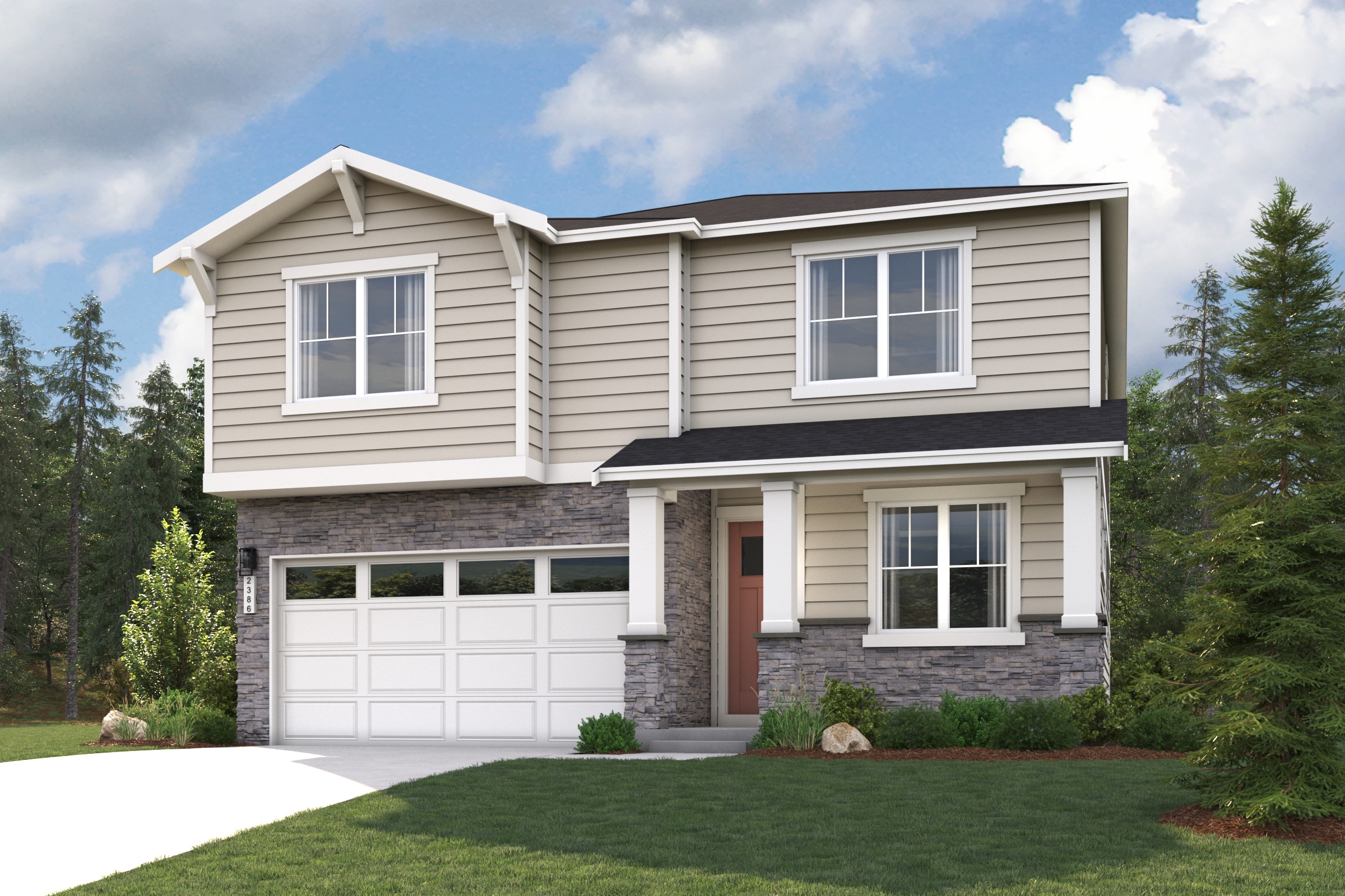 A house with a garage.