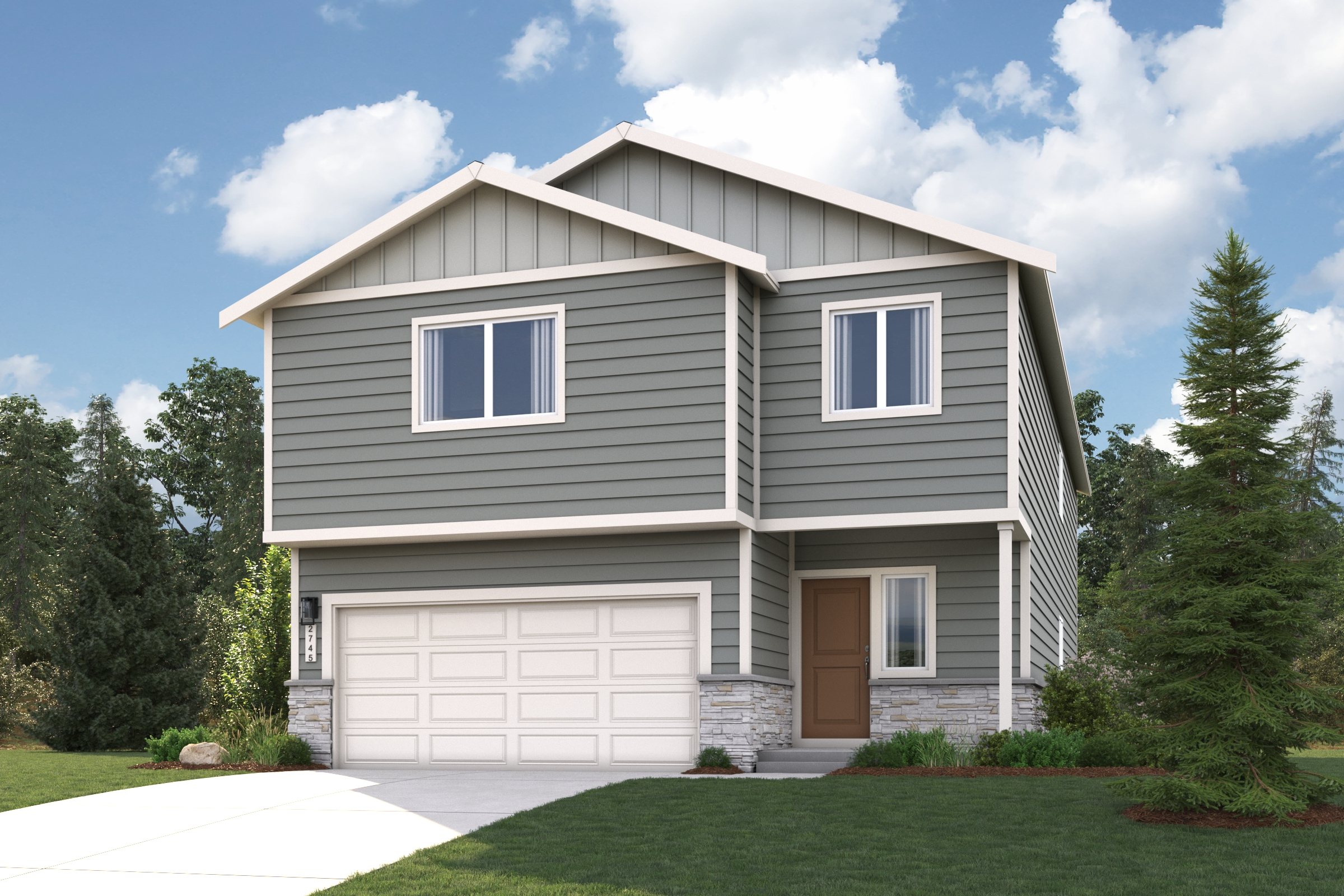 A house with a garage.