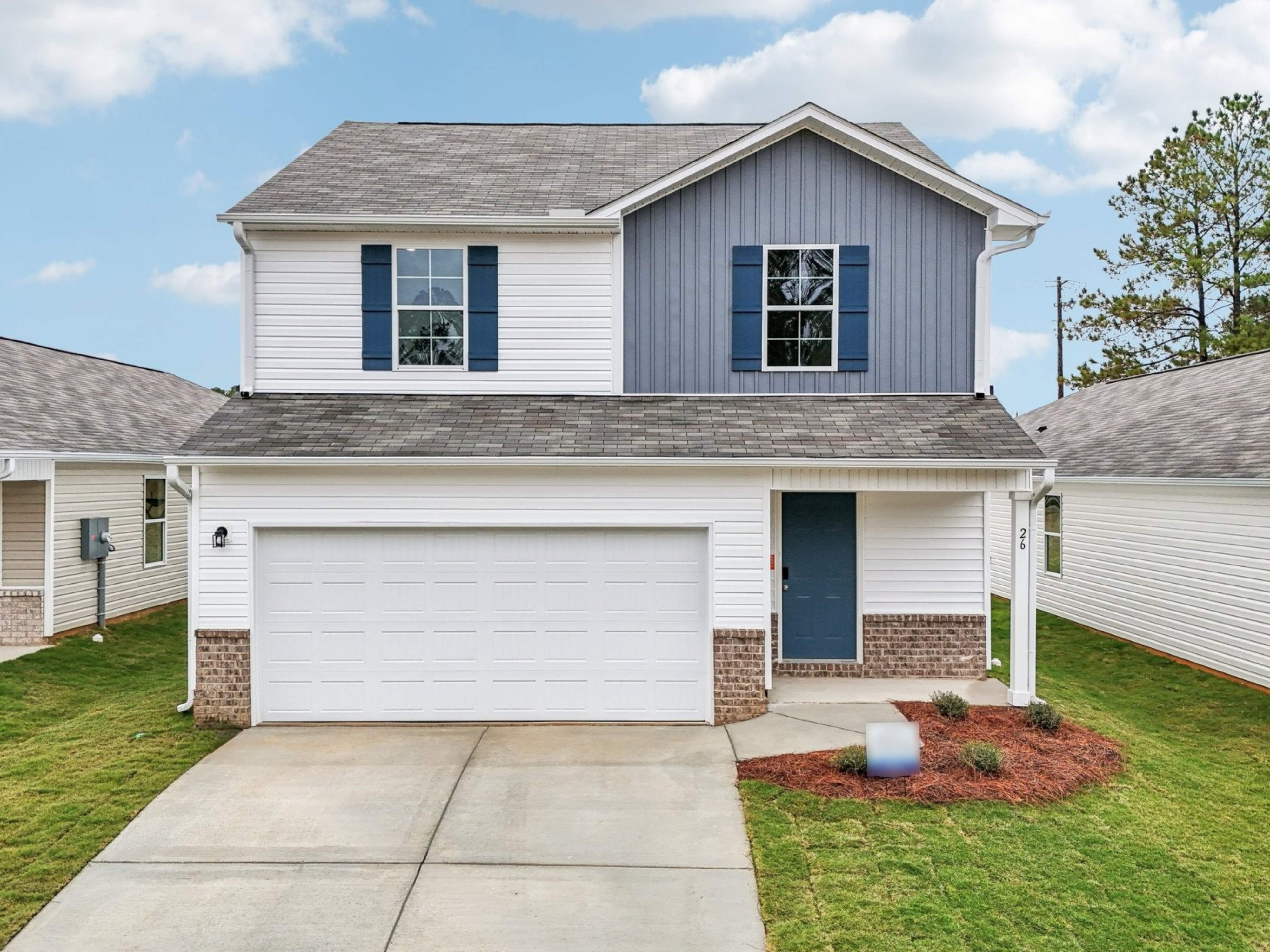 A house with a garage.